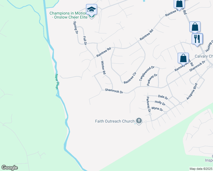 map of restaurants, bars, coffee shops, grocery stores, and more near 109 Loblolly Court in Jacksonville