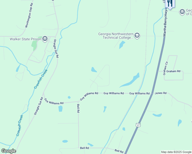 map of restaurants, bars, coffee shops, grocery stores, and more near 376 Guy Williams Road in Rock Spring