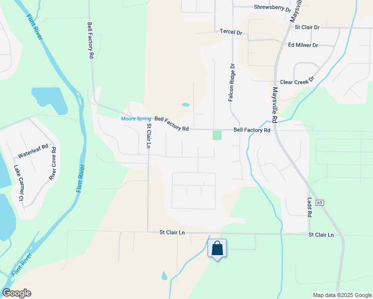 map of restaurants, bars, coffee shops, grocery stores, and more near 119 Rick Turner Drive in Huntsville