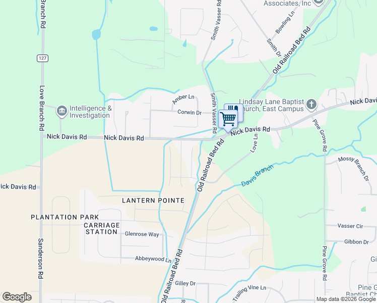 map of restaurants, bars, coffee shops, grocery stores, and more near 2644 Old Railroad Bed Road in Harvest