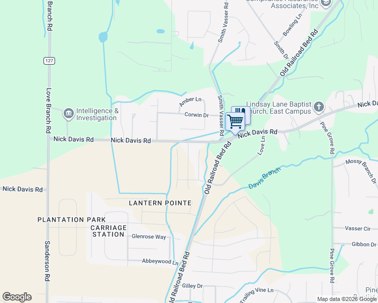 map of restaurants, bars, coffee shops, grocery stores, and more near 2644 Old Railroad Bed Road in Harvest