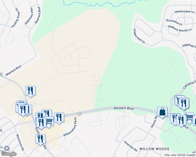 map of restaurants, bars, coffee shops, grocery stores, and more near Unnamed Road in Jacksonville