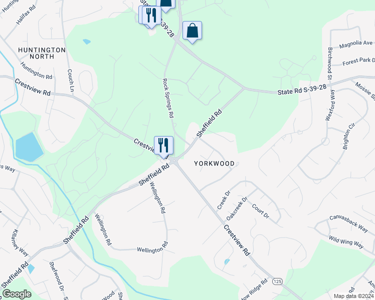 map of restaurants, bars, coffee shops, grocery stores, and more near 1347 State Road S-39-133 in Easley