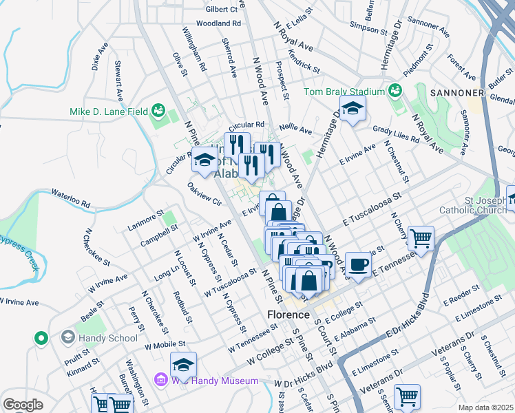 map of restaurants, bars, coffee shops, grocery stores, and more near in Saint Florian