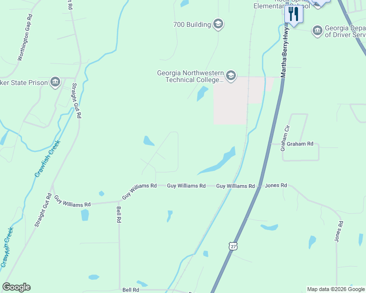 map of restaurants, bars, coffee shops, grocery stores, and more near 368 Guy Williams Road in Rock Spring
