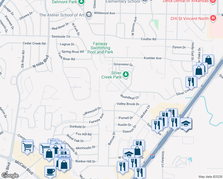map of restaurants, bars, coffee shops, grocery stores, and more near 10 Knights Bridge Road in Sherwood