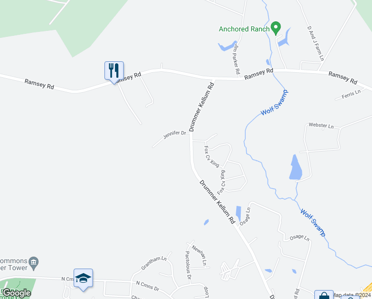 map of restaurants, bars, coffee shops, grocery stores, and more near 329 Drummer Kellum Road in Jacksonville