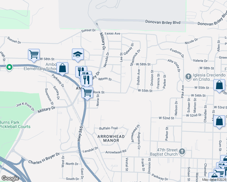 map of restaurants, bars, coffee shops, grocery stores, and more near 405 Rock Street in North Little Rock