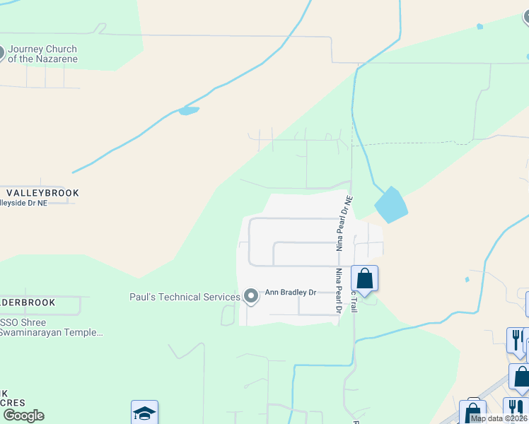 map of restaurants, bars, coffee shops, grocery stores, and more near 240 Frances Amelia Drive Northeast in Huntsville