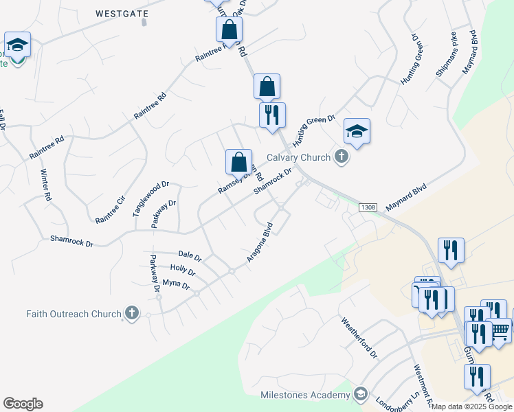 map of restaurants, bars, coffee shops, grocery stores, and more near 2 Aragona Boulevard in Jacksonville