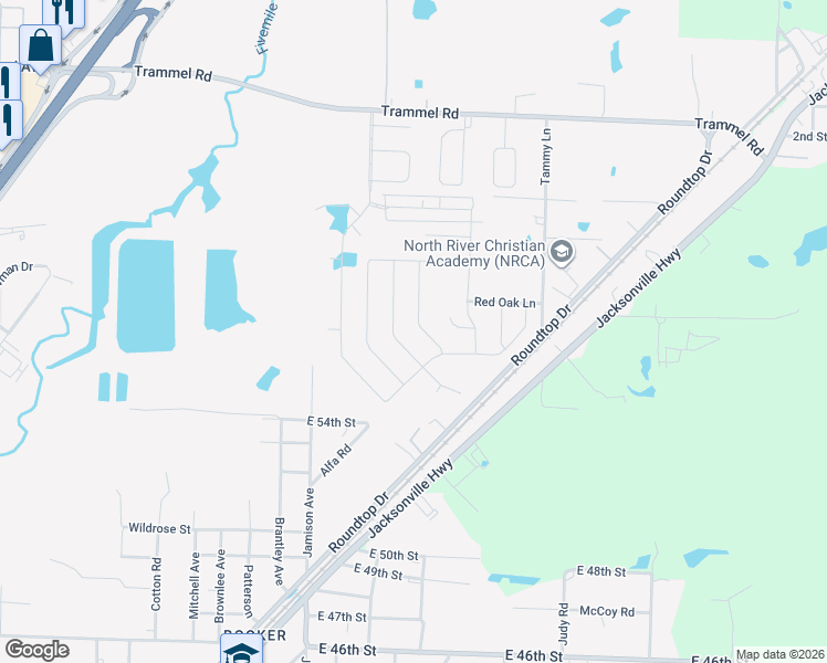 map of restaurants, bars, coffee shops, grocery stores, and more near 5709 Willow Way in North Little Rock