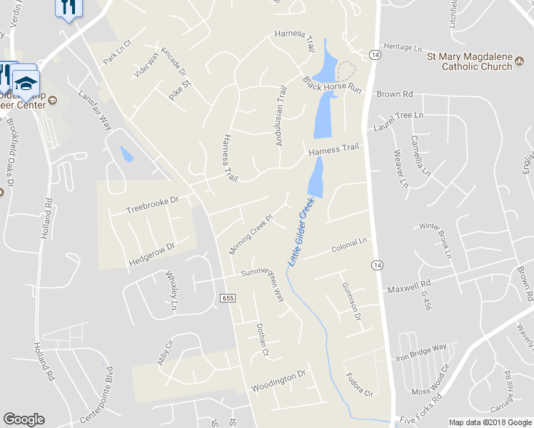 map of restaurants, bars, coffee shops, grocery stores, and more near 531 Morning Creek Place in Greenville