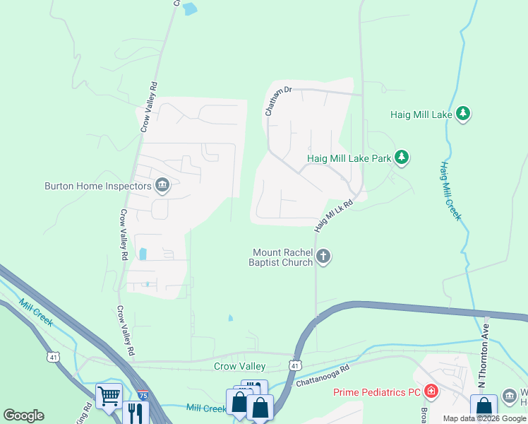 map of restaurants, bars, coffee shops, grocery stores, and more near 1906 Canterbury in Dalton
