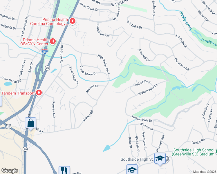 map of restaurants, bars, coffee shops, grocery stores, and more near 212 Abbot Trail in Greenville