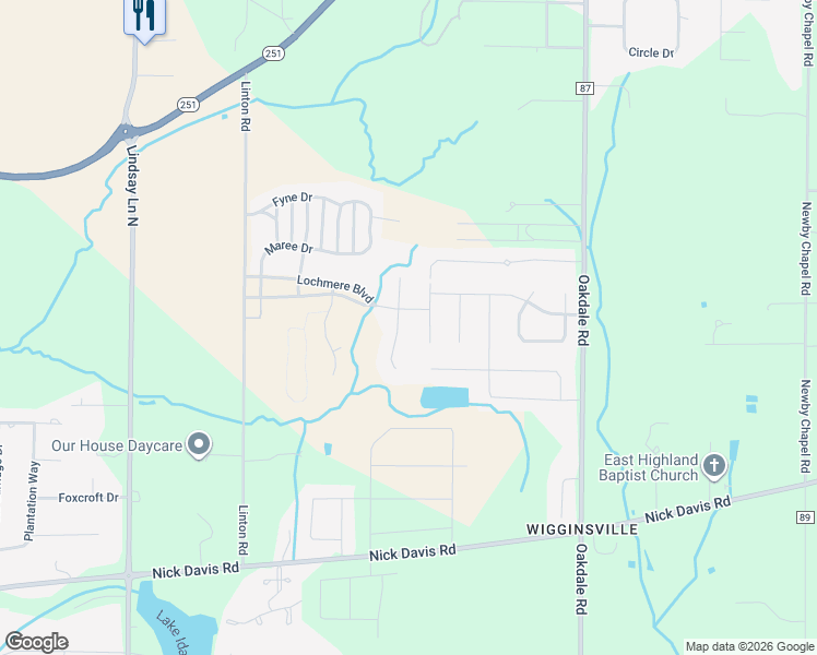 map of restaurants, bars, coffee shops, grocery stores, and more near 22488 Oakdale Ridge Lane in Athens