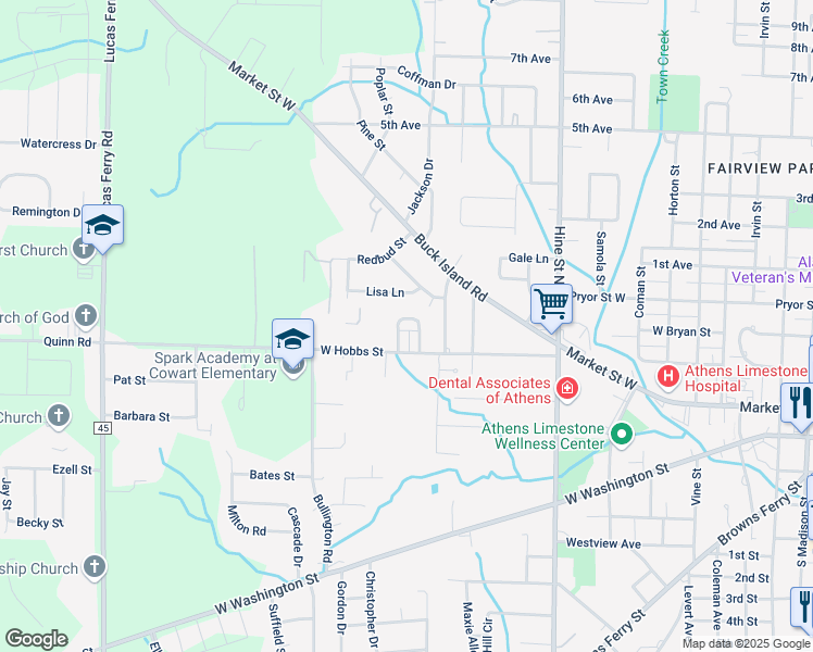 map of restaurants, bars, coffee shops, grocery stores, and more near 151 Sycamore Place in Athens