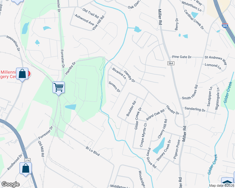 map of restaurants, bars, coffee shops, grocery stores, and more near 304 Rivanna Lane in Greenville