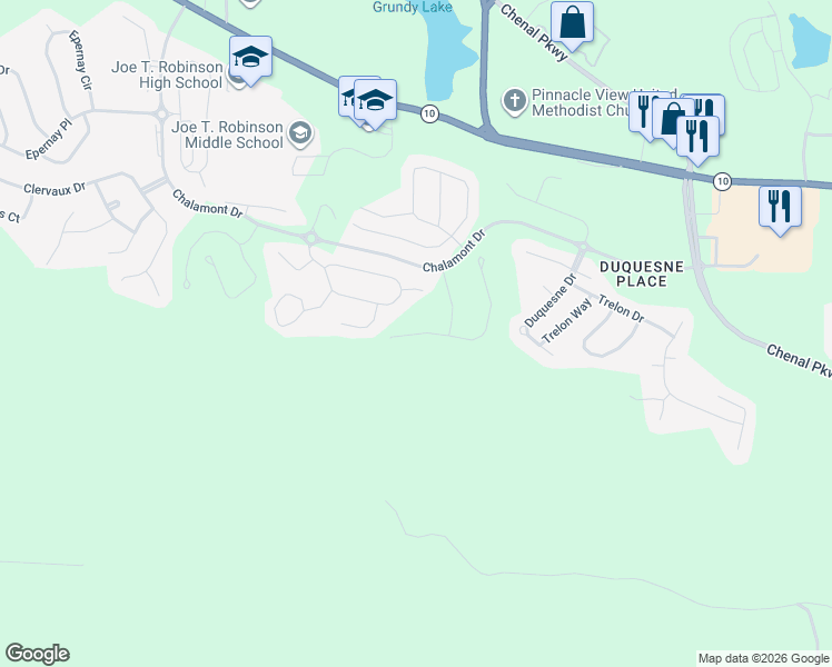 map of restaurants, bars, coffee shops, grocery stores, and more near 137 Challain Drive in Little Rock