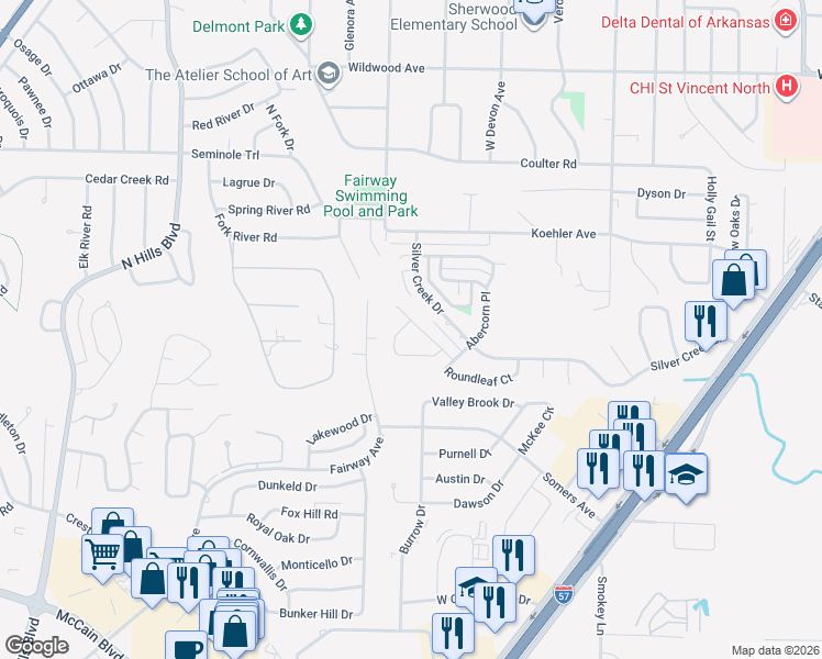 map of restaurants, bars, coffee shops, grocery stores, and more near 23 Campden Hill Road in Sherwood