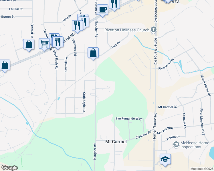 map of restaurants, bars, coffee shops, grocery stores, and more near 137 David Road in Huntsville