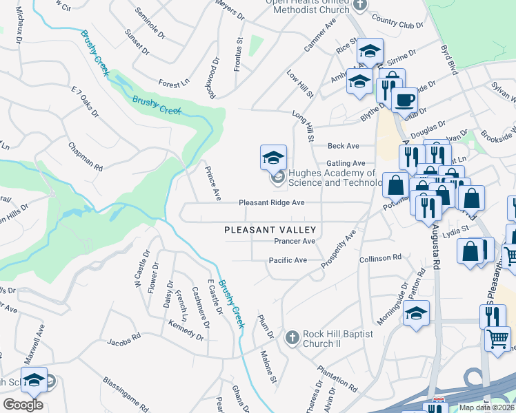 map of restaurants, bars, coffee shops, grocery stores, and more near 145 Pleasant Ridge Avenue in Greenville
