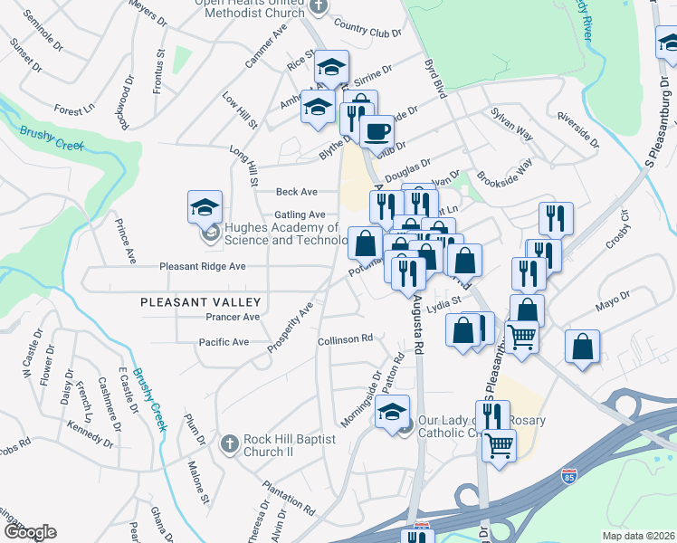 map of restaurants, bars, coffee shops, grocery stores, and more near 39 Potomac Avenue in Greenville