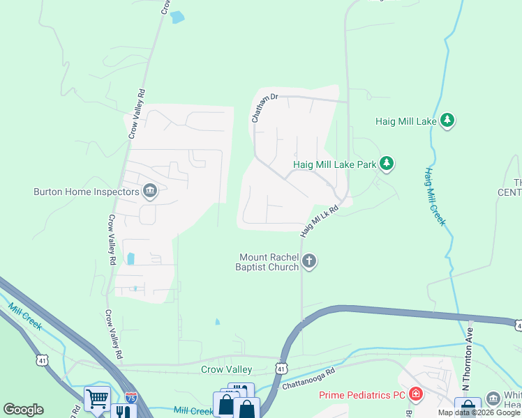 map of restaurants, bars, coffee shops, grocery stores, and more near 1700 Wellington Drive Northwest in Dalton