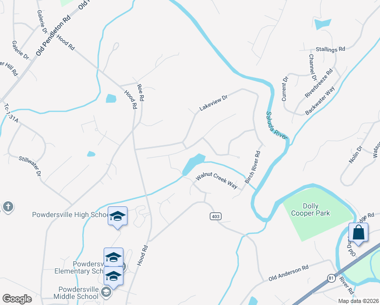 map of restaurants, bars, coffee shops, grocery stores, and more near 200 Ridge Bay Court in Greenville