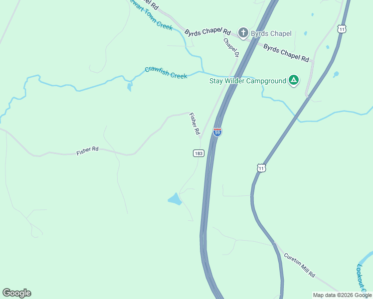 map of restaurants, bars, coffee shops, grocery stores, and more near 582 Byrds Chapel Drive in Rising Fawn