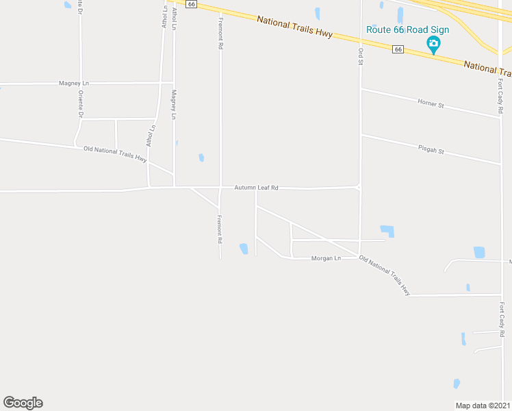 map of restaurants, bars, coffee shops, grocery stores, and more near Autumn Leaf Road in San Bernardino County