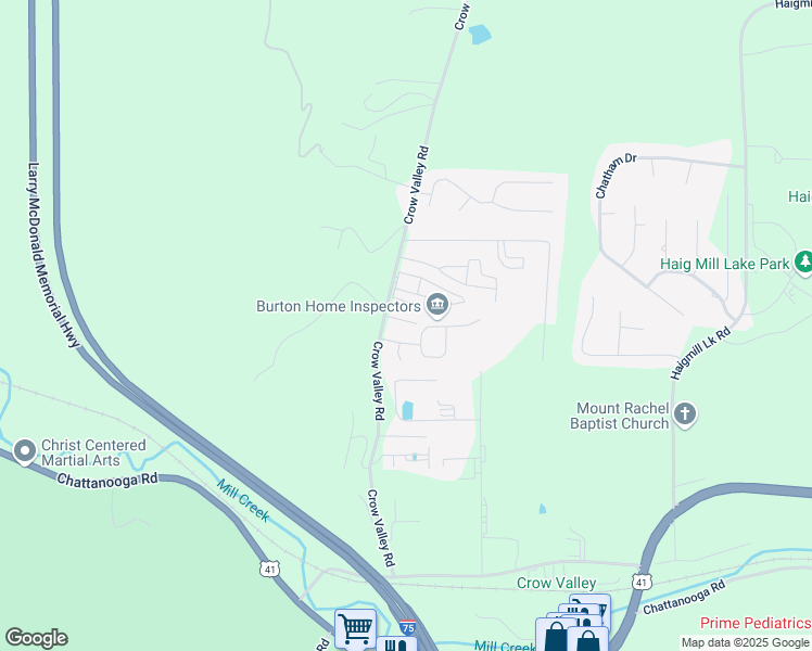 map of restaurants, bars, coffee shops, grocery stores, and more near 1505 Daisy Lane in Dalton