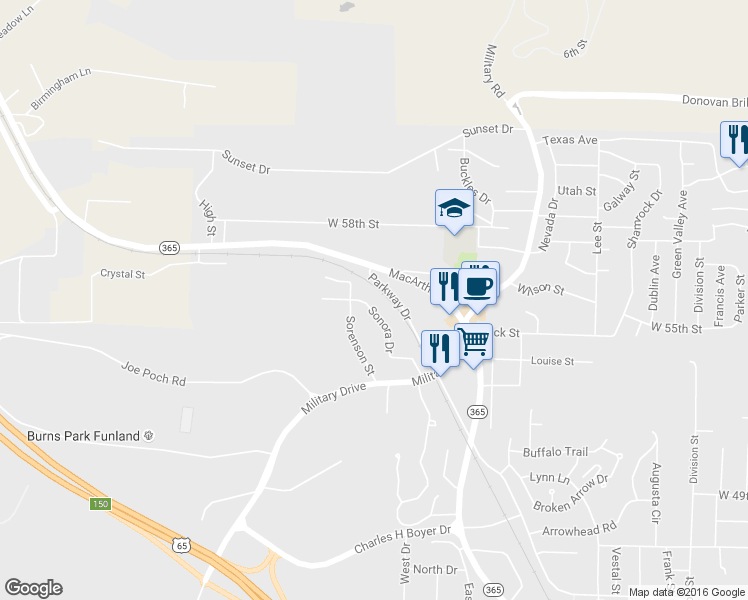 map of restaurants, bars, coffee shops, grocery stores, and more near 304 Sorenson Street in North Little Rock
