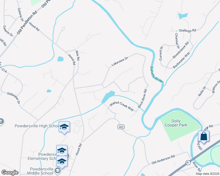 map of restaurants, bars, coffee shops, grocery stores, and more near 200 Ridge Bay Court in Greenville