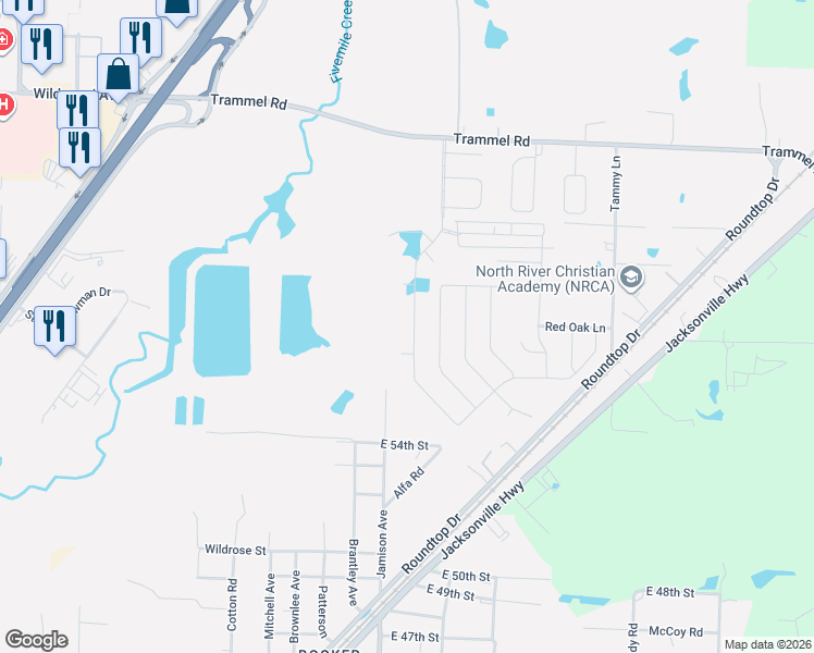 map of restaurants, bars, coffee shops, grocery stores, and more near 5901 Trammel Estates Drive in North Little Rock