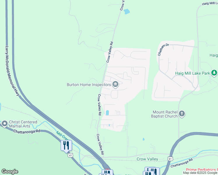 map of restaurants, bars, coffee shops, grocery stores, and more near 1973 Meadowbrook Circle Northwest in Dalton