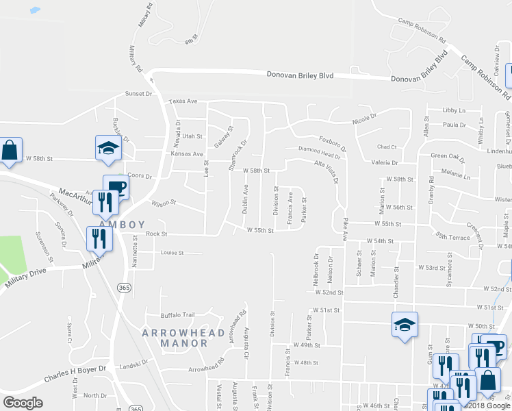 map of restaurants, bars, coffee shops, grocery stores, and more near 5611 Green Valley Avenue in North Little Rock