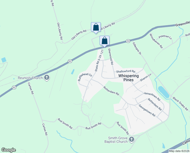 map of restaurants, bars, coffee shops, grocery stores, and more near 300 Westchester Road in Easley