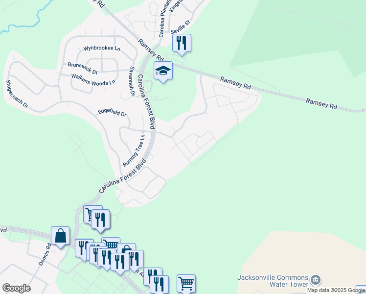 map of restaurants, bars, coffee shops, grocery stores, and more near 301 Bridgewood Drive in Jacksonville