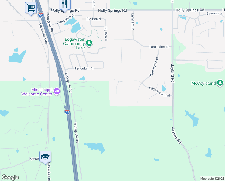 map of restaurants, bars, coffee shops, grocery stores, and more near 3624 Edgewood Boulevard West in Hernando