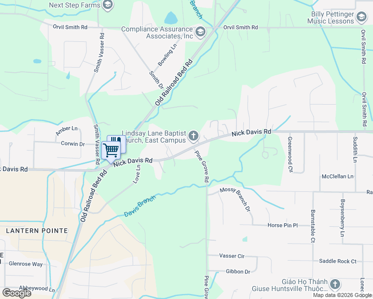 map of restaurants, bars, coffee shops, grocery stores, and more near 1661 Nick Davis Road in Harvest