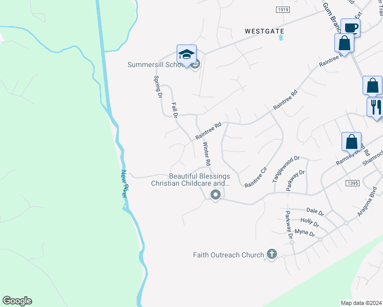 map of restaurants, bars, coffee shops, grocery stores, and more near 304 Fall Drive in Jacksonville