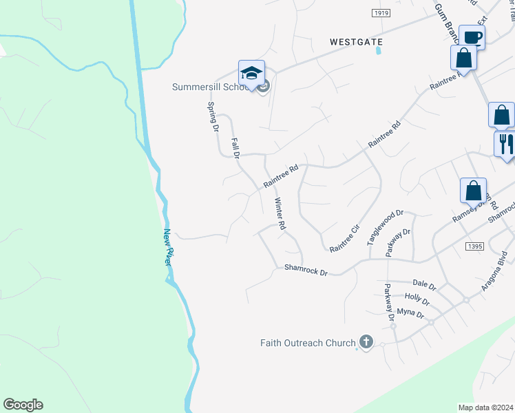 map of restaurants, bars, coffee shops, grocery stores, and more near 304 Fall Drive in Jacksonville