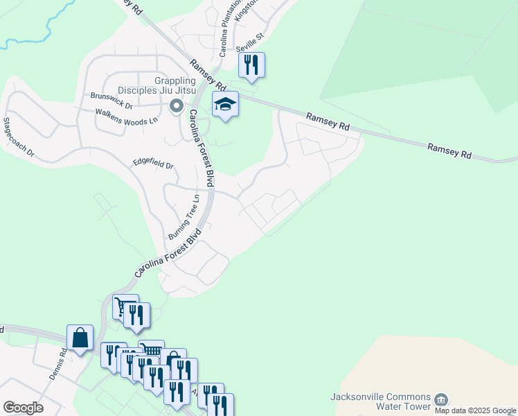 map of restaurants, bars, coffee shops, grocery stores, and more near 300 Bridgewood Drive in Jacksonville