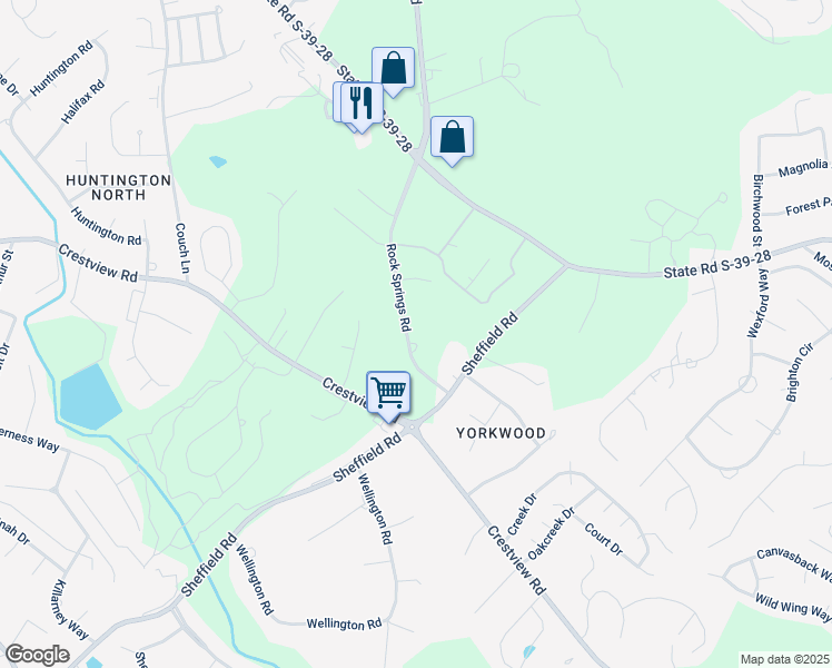 map of restaurants, bars, coffee shops, grocery stores, and more near 719 Rock Springs Road in Easley