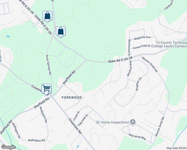 map of restaurants, bars, coffee shops, grocery stores, and more near 109 Red Berry Lane in Easley
