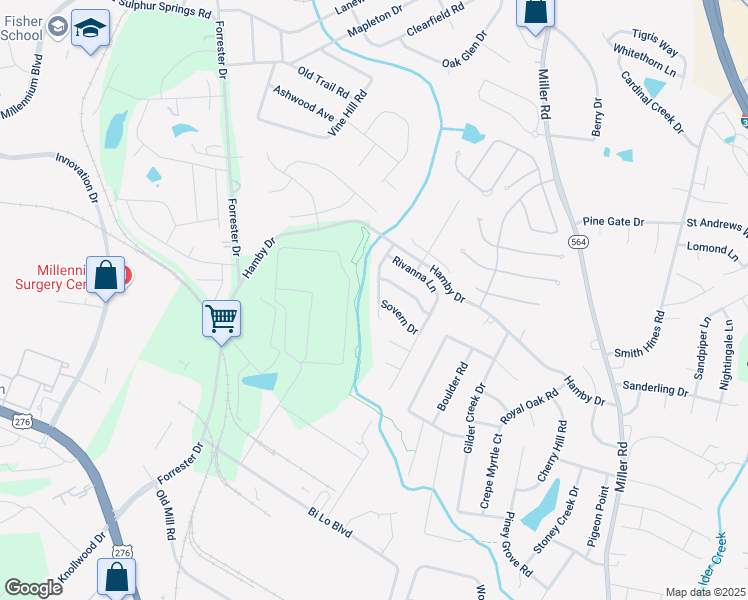 map of restaurants, bars, coffee shops, grocery stores, and more near 216 Roanoke Way in Greenville