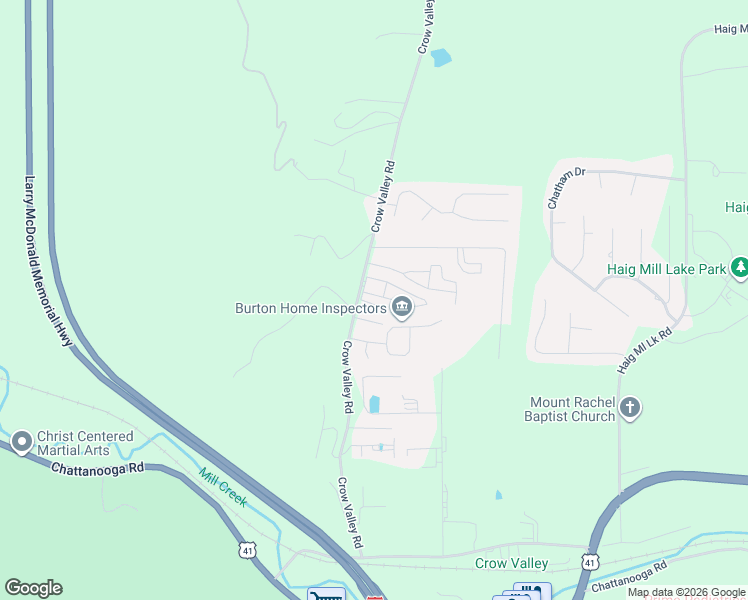 map of restaurants, bars, coffee shops, grocery stores, and more near 1973 Meadowbrook Circle Northwest in Dalton