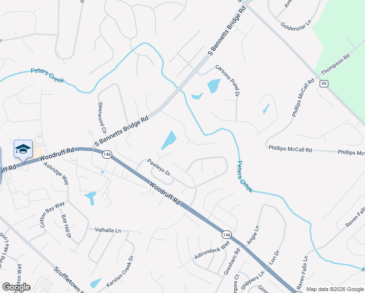 map of restaurants, bars, coffee shops, grocery stores, and more near 6 Cleyera Court in Simpsonville