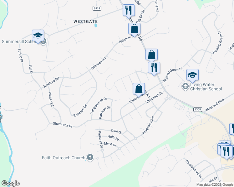 map of restaurants, bars, coffee shops, grocery stores, and more near 912 Sycamore Place in Jacksonville