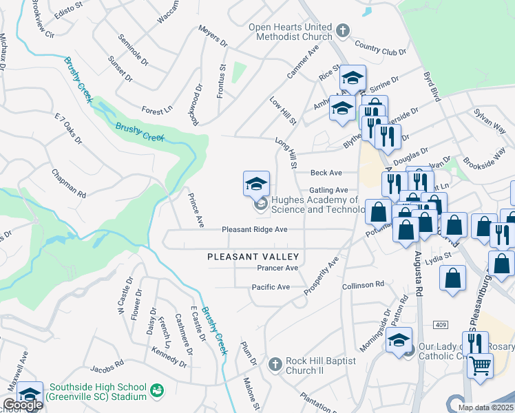 map of restaurants, bars, coffee shops, grocery stores, and more near 122 Deoyley Avenue in Greenville